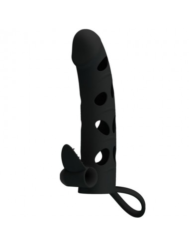 PRETTY LOVE VIBRATING SILICONE PENIS SLEEVE WITH BALL STRAPS 15.2 CM