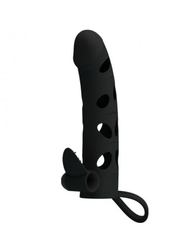 PRETTY LOVE VIBRATING SILICONE PENIS SLEEVE WITH BALL STRAPS 15.2 CM