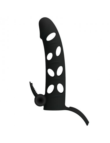 PRETTY LOVE VIBRATING SILICONE PENIS SLEEVE WITH BALL STRAPS 15.2 CM