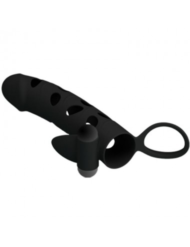 PRETTY LOVE VIBRATING SILICONE PENIS SLEEVE WITH BALL STRAPS 15.2 CM
