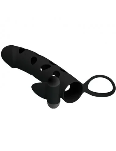 PRETTY LOVE VIBRATING SILICONE PENIS SLEEVE WITH BALL STRAPS 15.2 CM