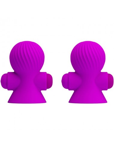 PRETTY LOVE STIMULATING NIPPLE SUCKERS 12 MODES OF VIBRATION PURPLE