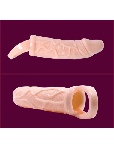 MEN EXTENSION VIBRATING COVER FOR PENIS WITH STRAP FLESH 13.5 CM