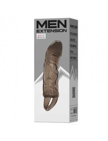 BAILE SILICONE PENIS SLEEVE WITH BALL STRAPS BLACK 13.5 CM