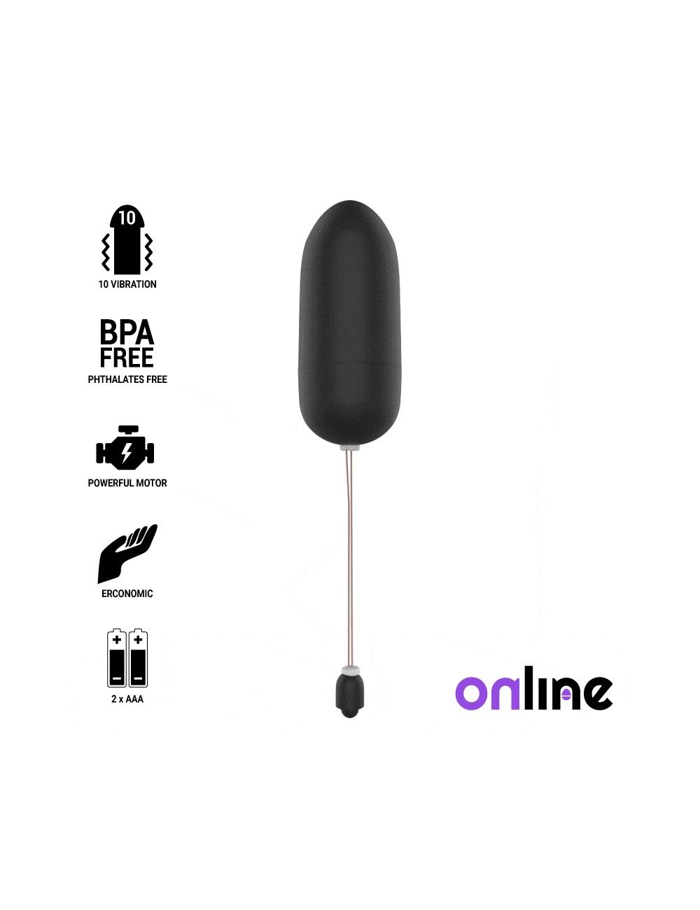 ONLINE WATERPROOF VIBRATING EGG - BLACK