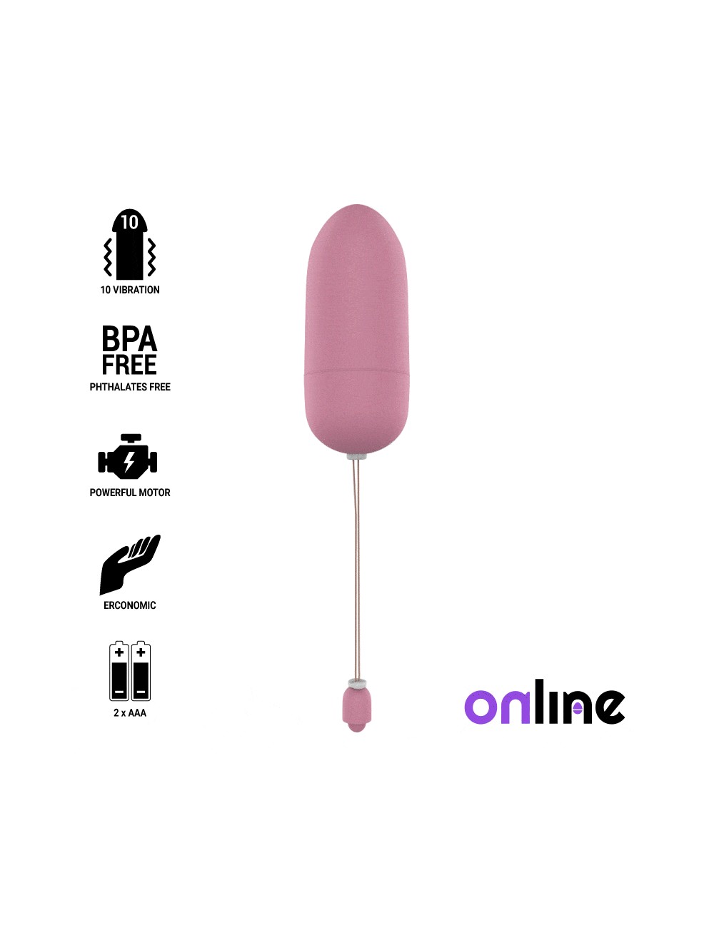 ONLINE WATERPROOF VIBRATING EGG - PINK ONLINE WATERPROOF VIBRATING EGG - PINK