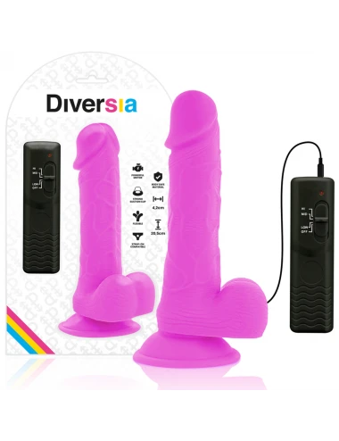 DIVERSIA FLEXIBLE VIBRATING DILDO 20.5 CM - PURPLE