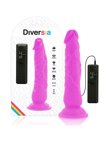 DIVERSIA FLEXIBLE VIBRATING DILDO 21 CM - PURPLE