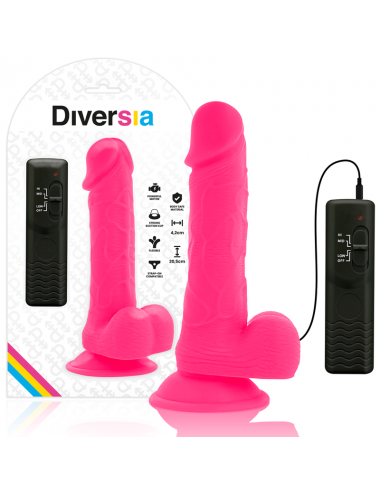 DIVERSIA FLEXIBLE VIBRATING DILDO 20.5 CM - PINK