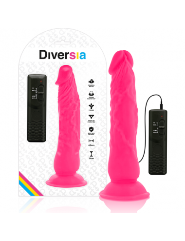 DIVERSIA FLEXIBLE VIBRATING DILDO 21 CM - PINK