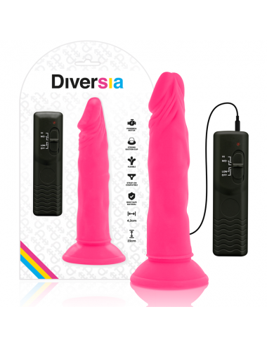 DIVERSIA FLEXIBLE VIBRATING DILDO 23 CM - PINK