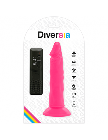 DIVERSIA - FLEXIBLE VIBRATING DILDO PINK 23 CM -O- 4.3 CM