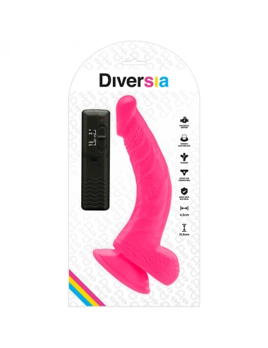 DIVERSIA - FLEXIBLE VIBRATING DILDO PINK 21.5 CM -O- 4.5 CM
