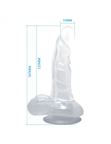 BAILE - REALISTIC DILDO WITH SUCTION CUP AND TESTICLES 16.7 CM TRANSPARENT