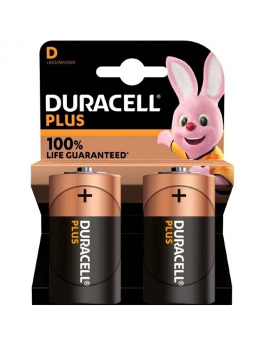 DURACELL PLUS POWER 100 ALKALINE BATTERY D LR20 2 UNITS