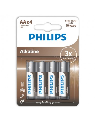 PHILIPS ALKALINE BATTERIES AA LR6 PACK 4