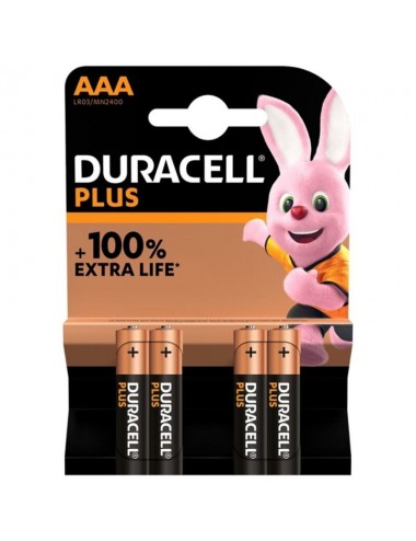DURACELL PLUS POWER 100 ALKALINE BATTERY AAA LR03 4 UNIT