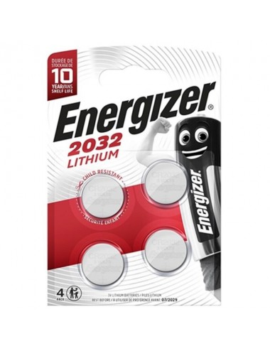 ENERGIZER BATTERY LITHIUM BUTTON CR2032 3V 4 UNIT