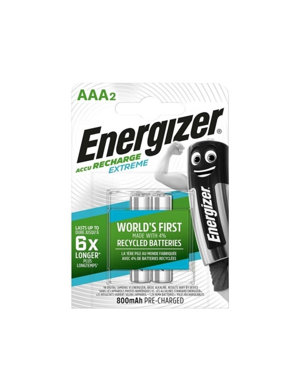 ENERGIZER EXTREME RECHARGEABLE BATTERY HR03 AAA 800mAh 2 UNIT ENERGIZER EXTREME RECHARGEABLE BATTERY HR03 AAA 800mAh 2 UNIT