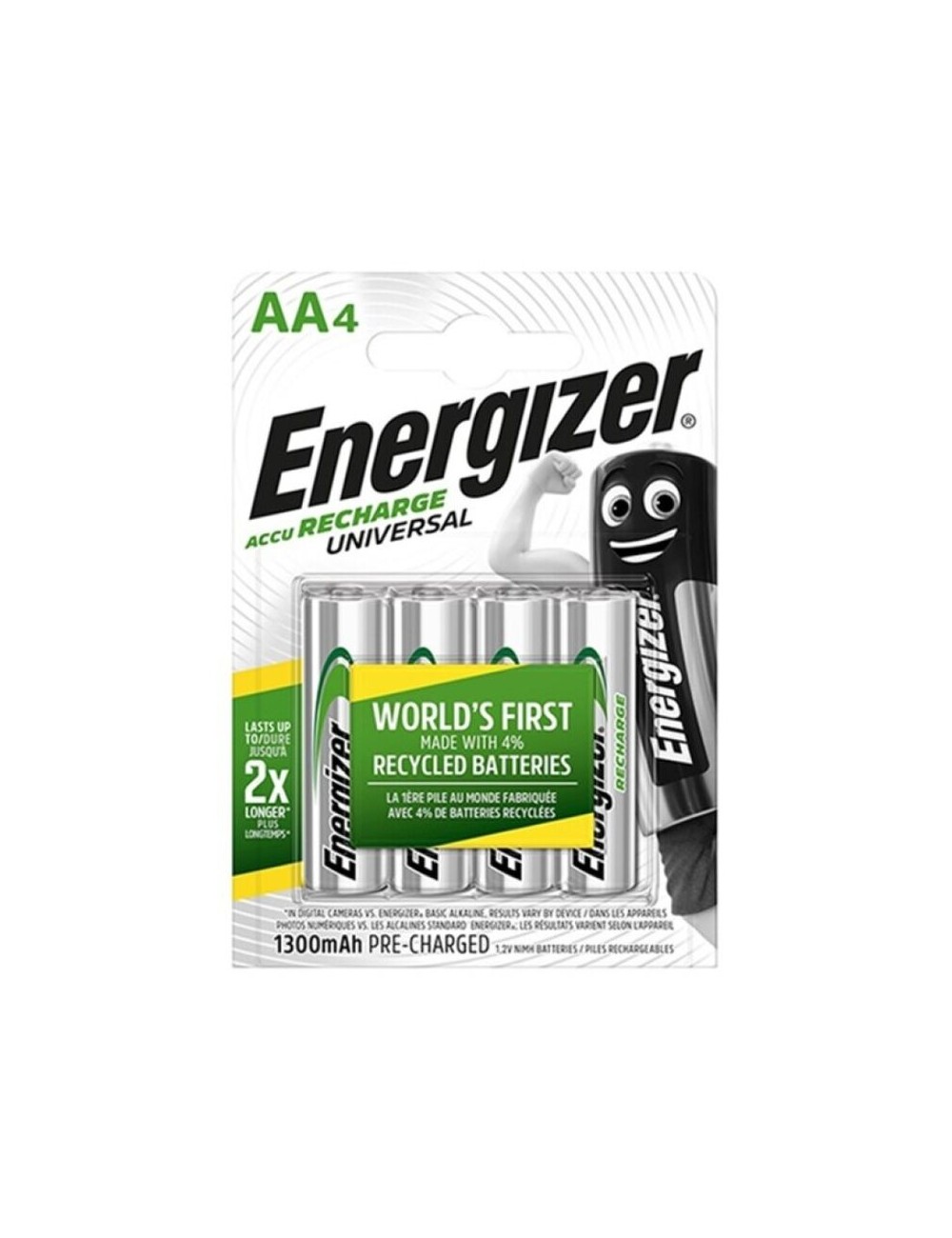 ENERGIZER UNIVERSAL RECHARGEABLE BATTERY HR6 AA 1300mAh 4 UNIT