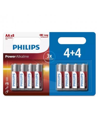 PHILIPS POWER ALKALINE BATTERY AA LR6  4+4 UNIT