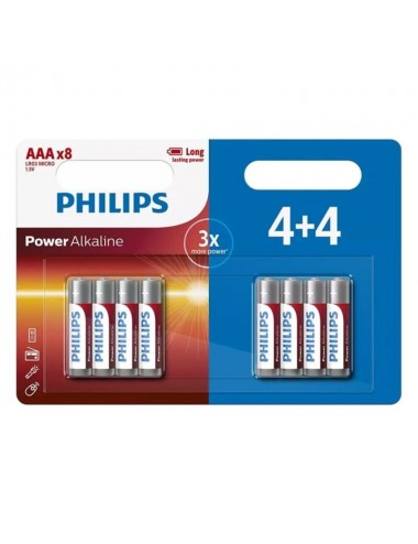 PHILIPS POWER ALKALINE BATTERY AAA LR03 4+4 UNIT