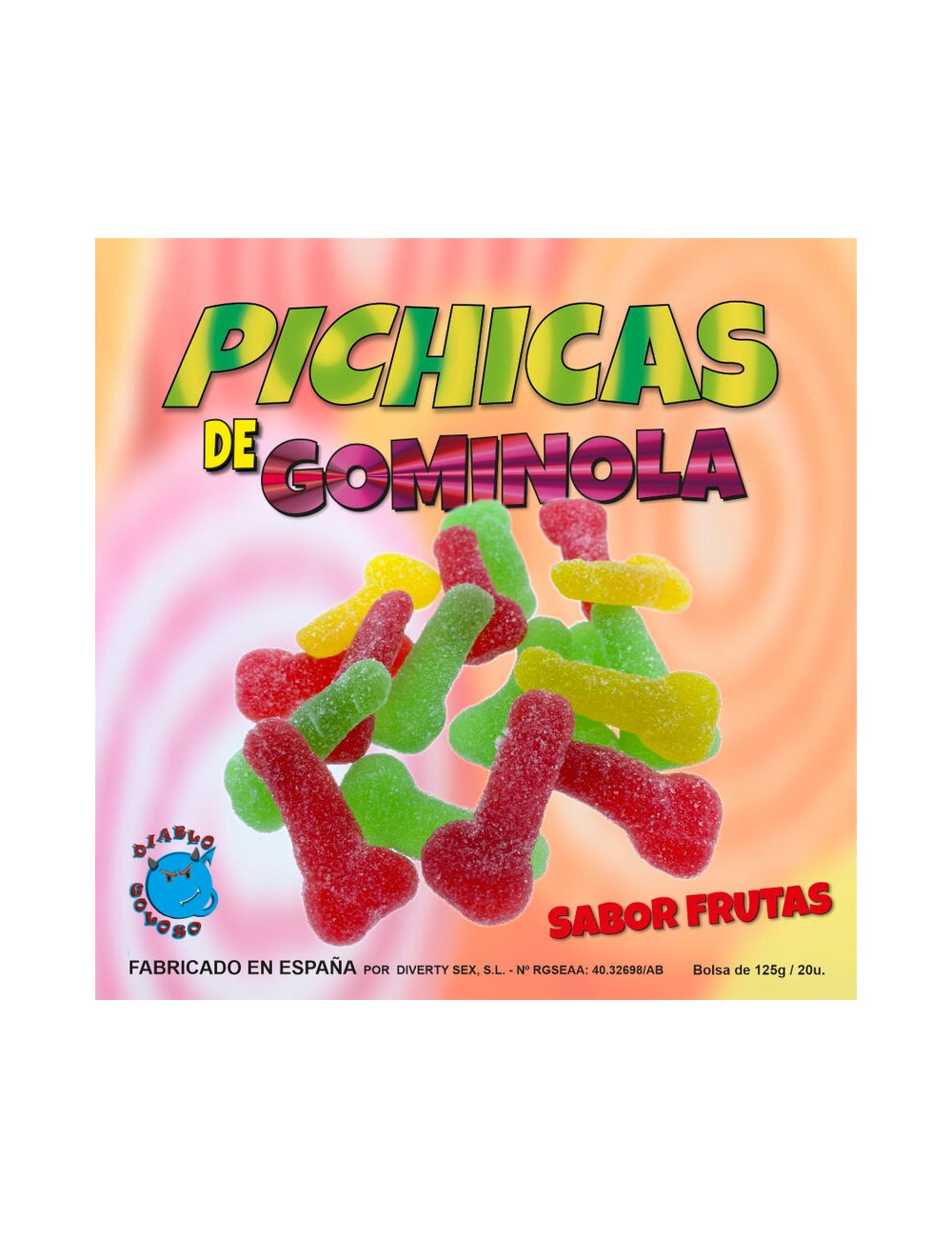 DIABLO PICANTE - GUMMY PENIS FRUITS WITH SUGAR DIABLO PICANTE - GUMMY PENIS FRUITS WITH SUGAR