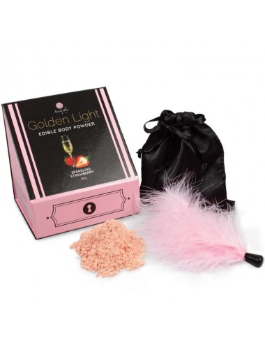 SECRETPLAY GOLDEN LIGHT KIT SPARKLING STRAWBERRY EDIBLE POWDER & FEATHER