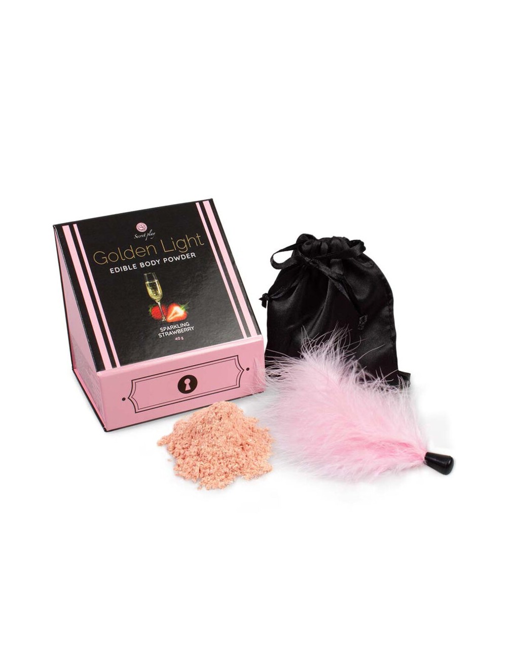 SECRETPLAY GOLDEN LIGHT KIT SPARKLING STRAWBERRY EDIBLE POWDER & FEATHER SECRETPLAY GOLDEN LIGHT KIT SPARKLING STRAWBERRY EDIBLE POWDER & FEATHER