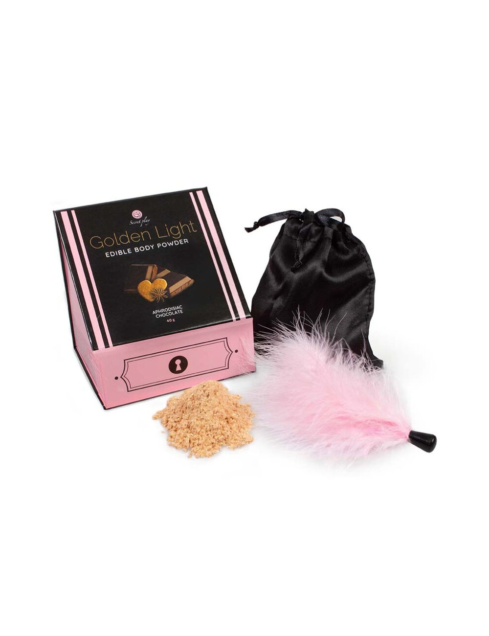 SECRETPLAY GOLDEN LIGHT KIT APHRODISIAC CHOCOLATE EDIBLE POWDER & FEATHER SECRETPLAY GOLDEN LIGHT KIT APHRODISIAC CHOCOLATE EDIBLE POWDER & FEATHER