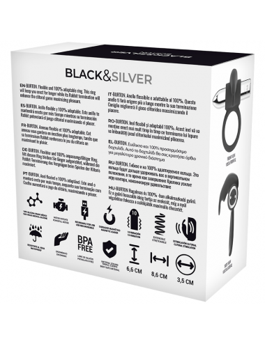 BLACK&SILVER BURTON RECHARGEABLE VIBRATING RING 10V