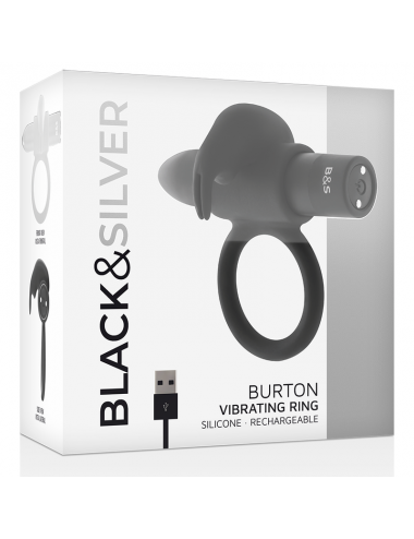 BLACK&SILVER BURTON VIBRATING RING 10 MODES BLACK