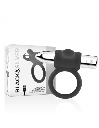 BLACK&SILVER CAMERON RECHARGEABLE VIBRATING RING SILVER