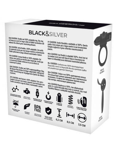 BLACK&SILVER CAMERON RECHARGEABLE VIBRATING RING BLACK