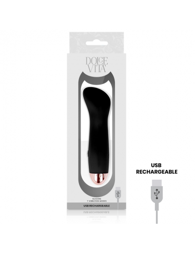 DOLCE VITA RECHARGEABLE VIBRATOR ONE BLACK 7 SPEED