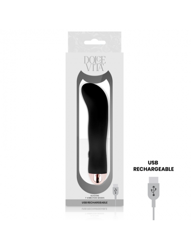 DOLCE VITA RECHARGEABLE VIBRATOR TWO BLACK 7 SPEED