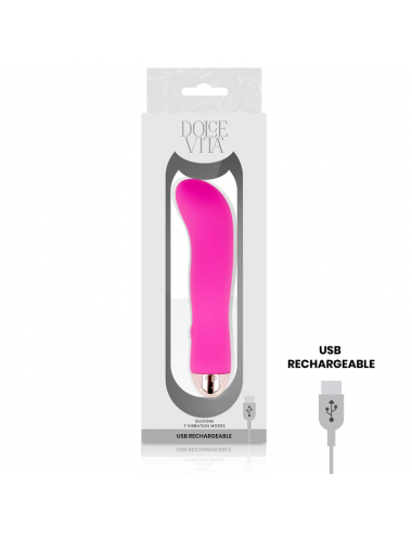DOLCE VITA RECHARGEABLE VIBRATOR TWO PINK 7 SPEEDS
