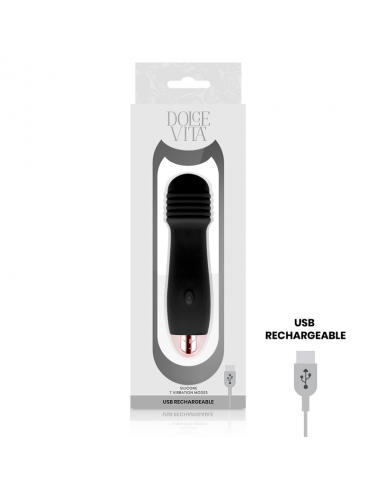 DOLCE VITA RECHARGEABLE VIBRATOR THREE BLACK 7 SPEED