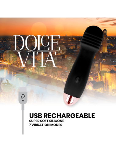 DOLCE VITA RECHARGEABLE VIBRATOR THREE BLACK 7 SPEED