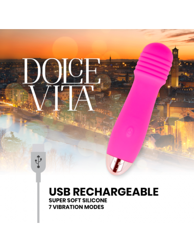 DOLCE VITA RECHARGEABLE VIBRATOR THREE PINK 7 SPEEDS