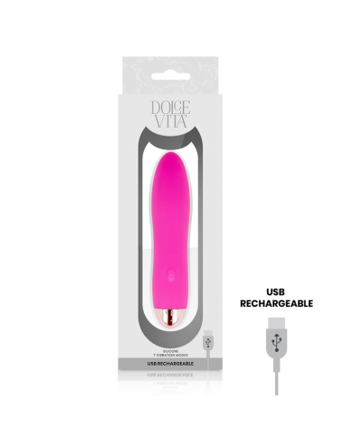 DOLCE VITA RECHARGEABLE VIBRATOR FOUR PINK 7 SPEEDS
