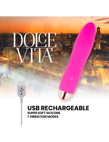 DOLCE VITA RECHARGEABLE VIBRATOR FOUR PINK 7 SPEEDS