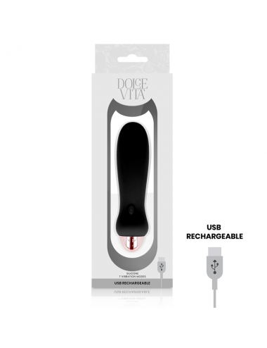 DOLCE VITA RECHARGEABLE VIBRATOR FIVE BLACK 7 SPEEDS