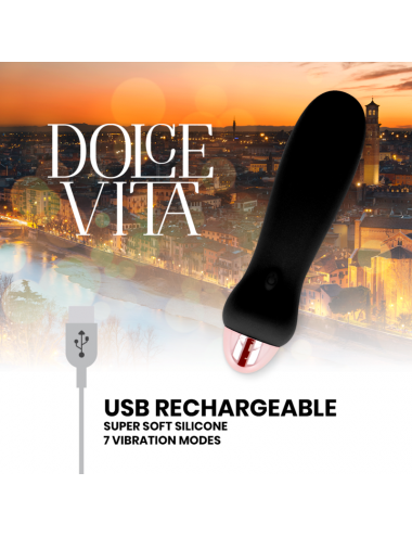 DOLCE VITA RECHARGEABLE VIBRATOR FIVE BLACK 7 SPEEDS