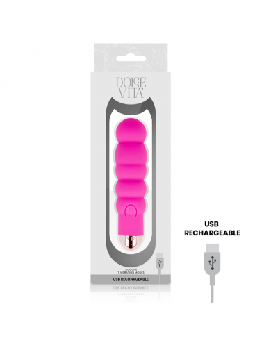 DOLCE VITA RECHARGEABLE VIBRATOR SIX PINK 7 SPEEDS