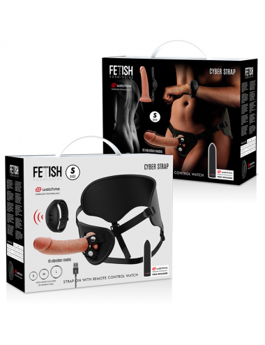 FETISH SUBMISSIVE CYBER STRAP - HARNESS WITH DILDO AND BULLET REMOTE CONTROL WATCHME S TECHNOLOGY