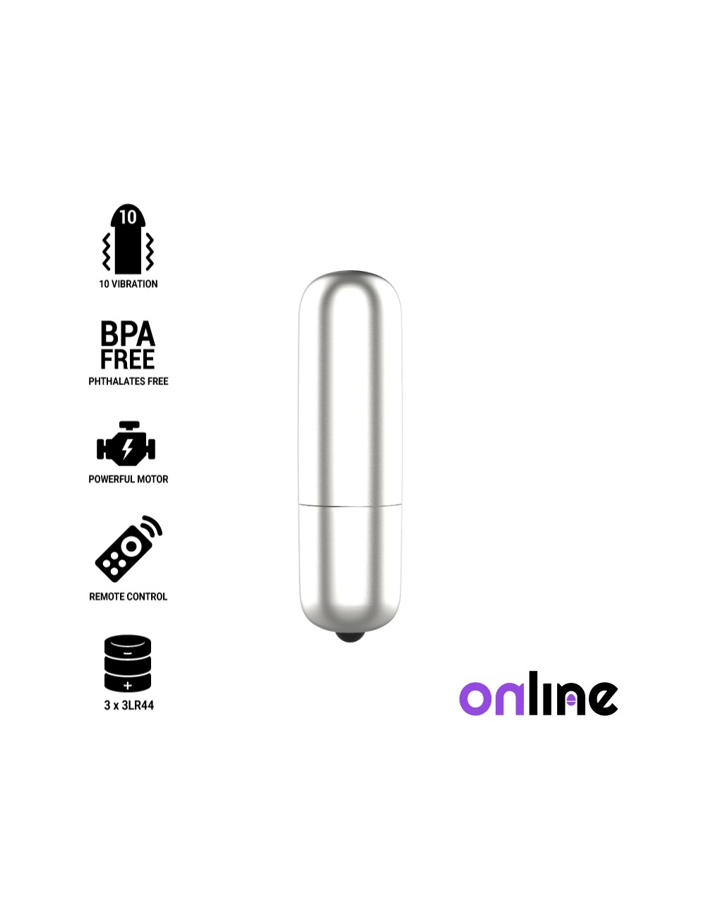 ONLINE MINI BULLET VIBE - SILVER ONLINE MINI BULLET VIBE - SILVER