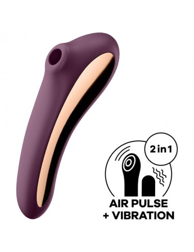 SATISFYER DUAL KISS AIR PULSE VIBRATOR - WINE RED