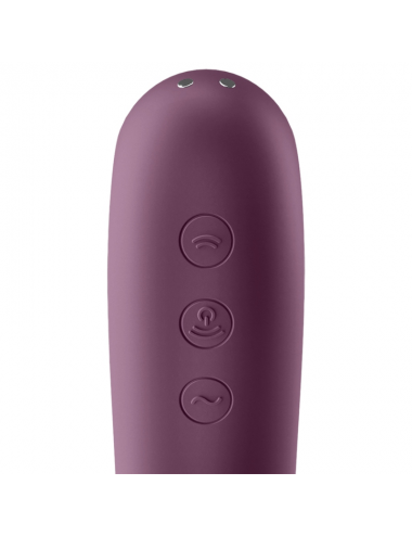 SATISFYER DUAL KISS AIR PULSE VIBRATOR - WINE RED