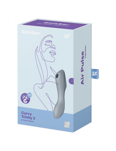 SATISFYER CURVY TRINITY 3 AIR PULSE VIBRATOR - GREY